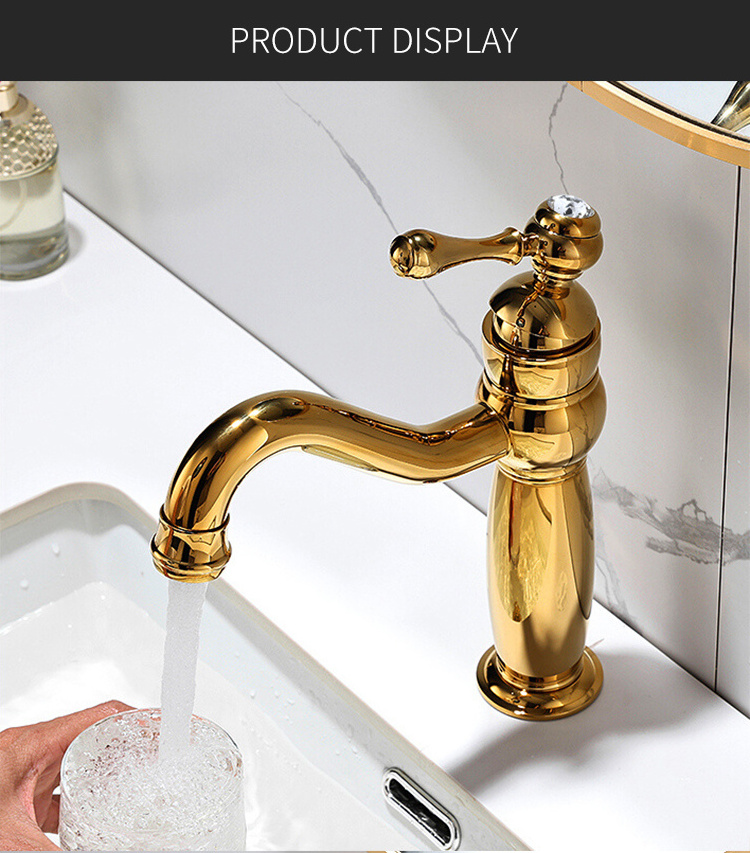 Luxury Deck mounted double handle basin faucet antique brushed gold three holes bathroom brass basin tapware