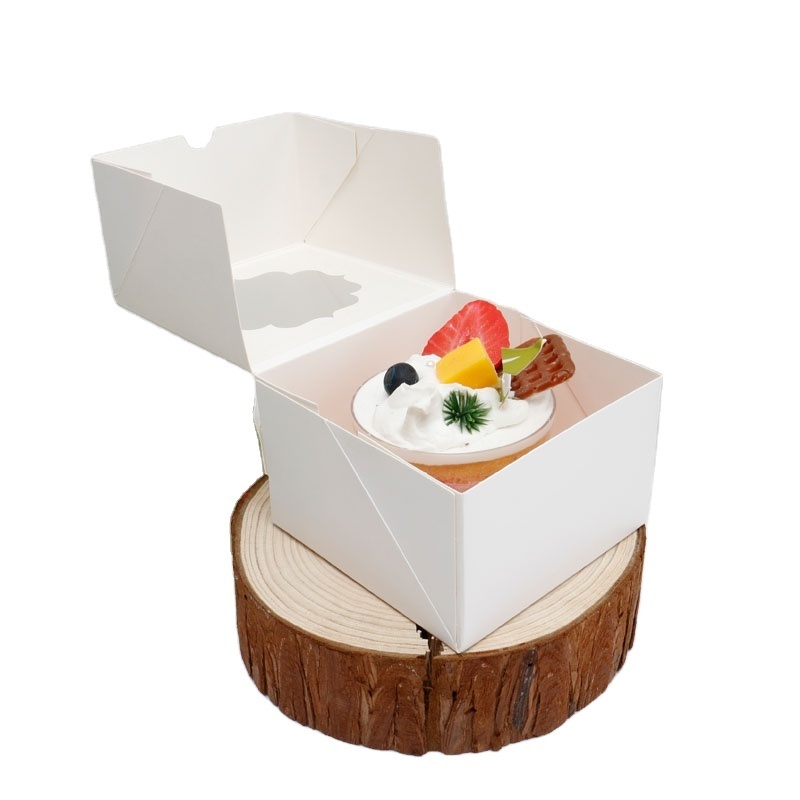 Wholesale Portable cardboard candy donut transparent paperboard white cup cake sweet Boxes single customised