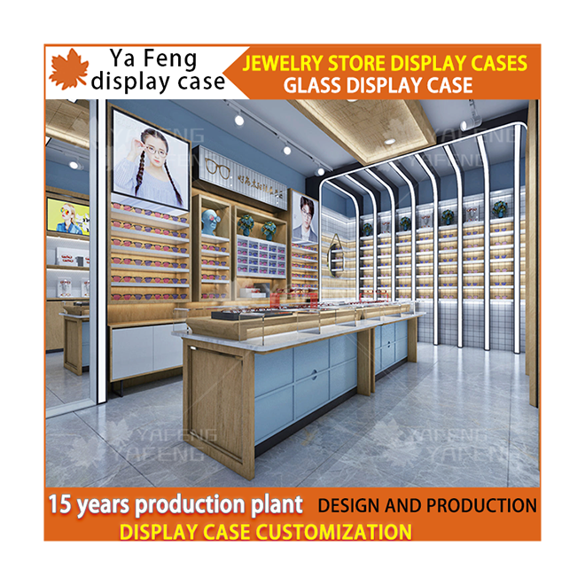 High Quality Metal Eyeglasses Store Furniture Wood Optician Store Display Cabinet Furniture Metal Retail Display Shelf