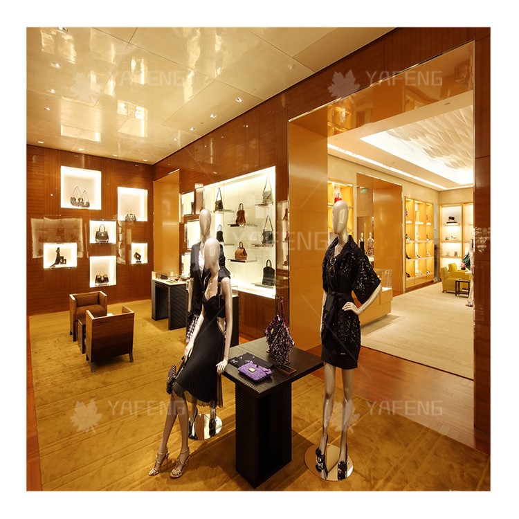 Luxury Handbag Store Display Wooden Handbag Display Rack Led Light Handbag Display Cabinet