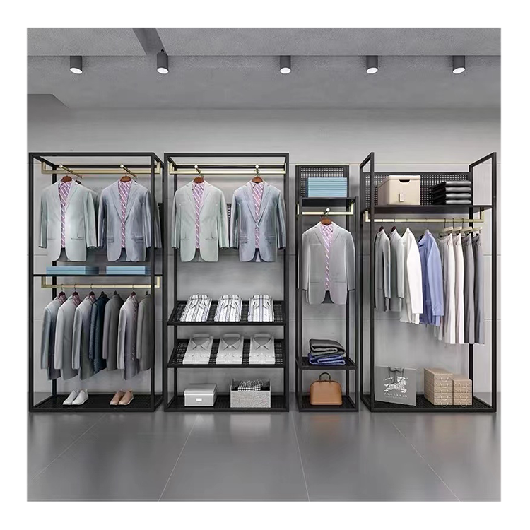 Shopping Center Clothing Store Display Racks Black Clothing Rack Display Racks Used For Clothing Store Displ