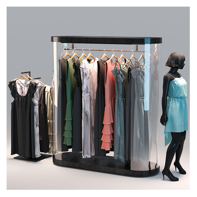 Promotion Metal Zara Clothing Store Racks Display Glass Clothing Rack For Boutique Clothes Display Rack