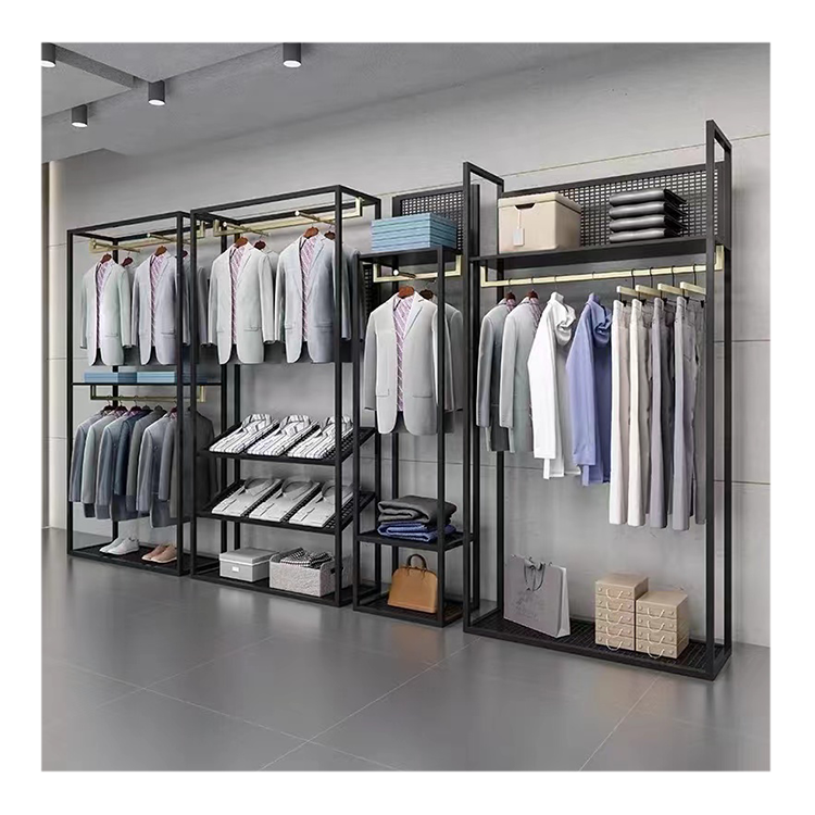 Shopping Center Clothing Store Display Racks Black Clothing Rack Display Racks Used For Clothing Store Displ