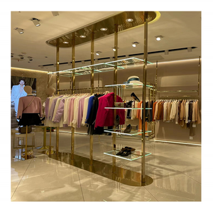 Custom Stainless Steel Women'S Clothing Display Stand Fabric Display Stand Metal Retail Boutique Clothes Display Racks