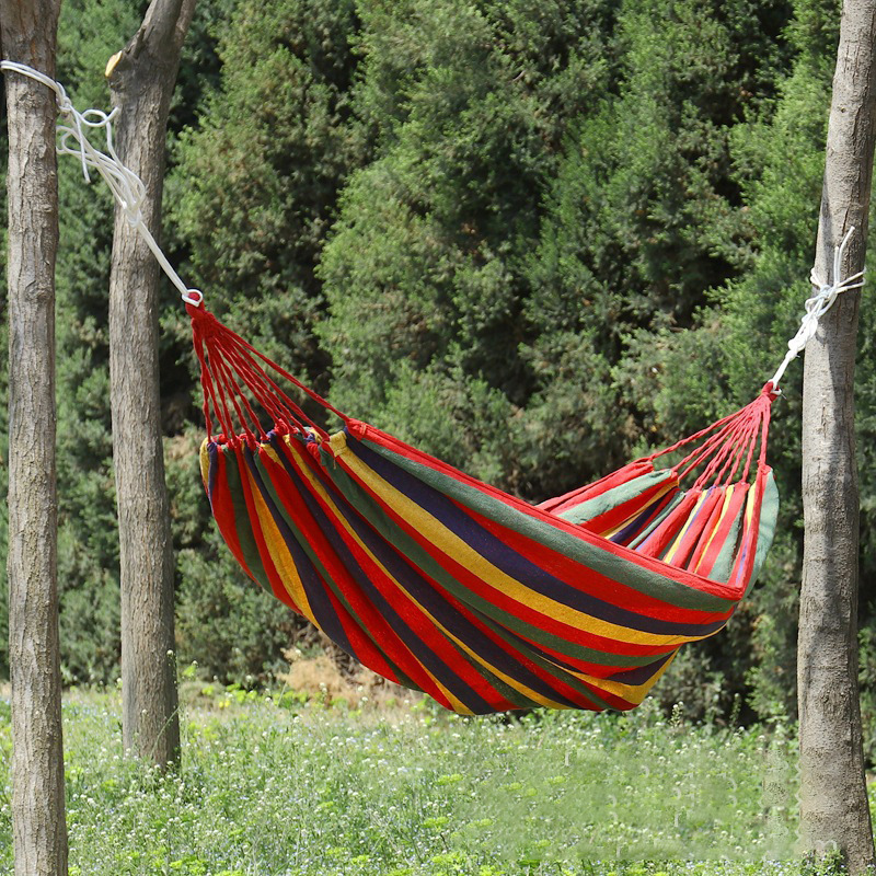 Outdoor camping single hammock, thickened canvas high load-bearing hammock, courtyard children's swing entertainment