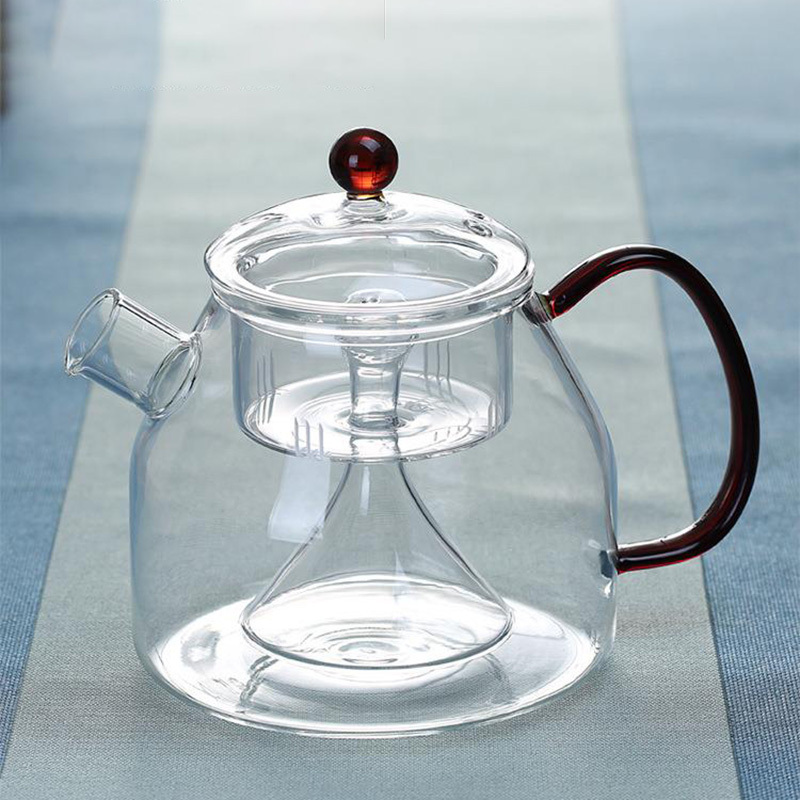 High Borosilicate Glass Teapot with Strainer Clear Multiple Heat Resistant Glass Tea Maker Stovetop Safe Tea Kettle