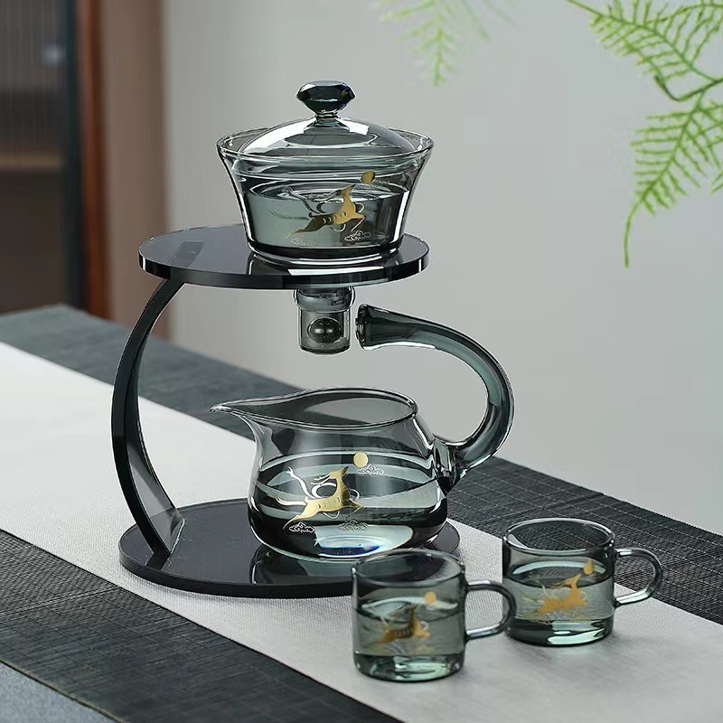 Palace lantern Shape Tea Set Magnetic Water Crystal Teapot Suit with filter for Home Office Reception Tea Set