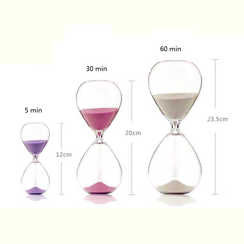 Transparent glass sand clock hourglasses sand timer 5min 30 min 60min HourGlass