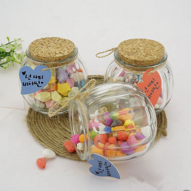 wholesale 200 ml clear pumpkin shape glass storage jar glass candy jar with cork