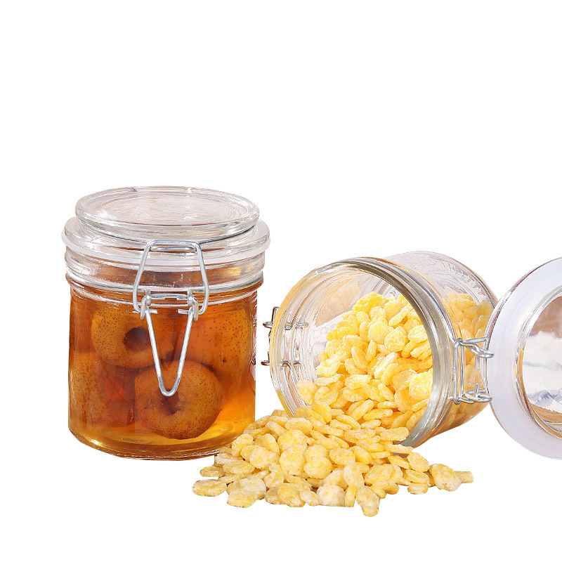 50ml 75ml 100ml clear empty glass storage jars airtight glass jars with clip lock lids