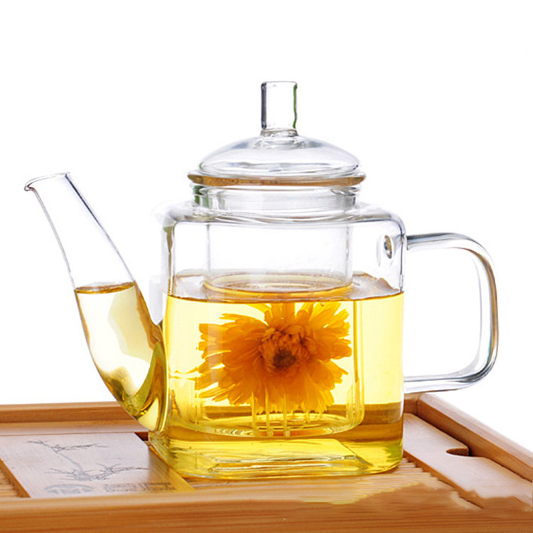 High borosilicate glass cold water kettle with lid&filter liner Cold Brew tea fruit pot with handle square kungfu tea pot