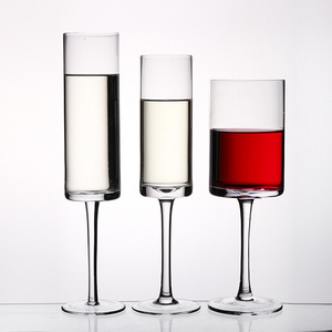 Crystal clear glass red wine cup hand-blown lead-free straight wine champagne goblet cup glass set