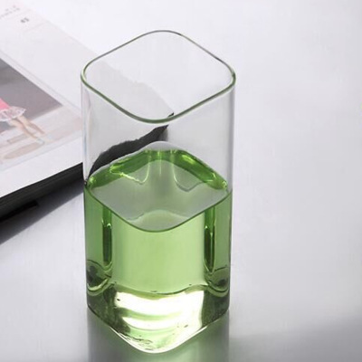 wholesale 350ml square Lead free glass water cup transparent drinking Carafe mug straight cup for juice milk tea coffee