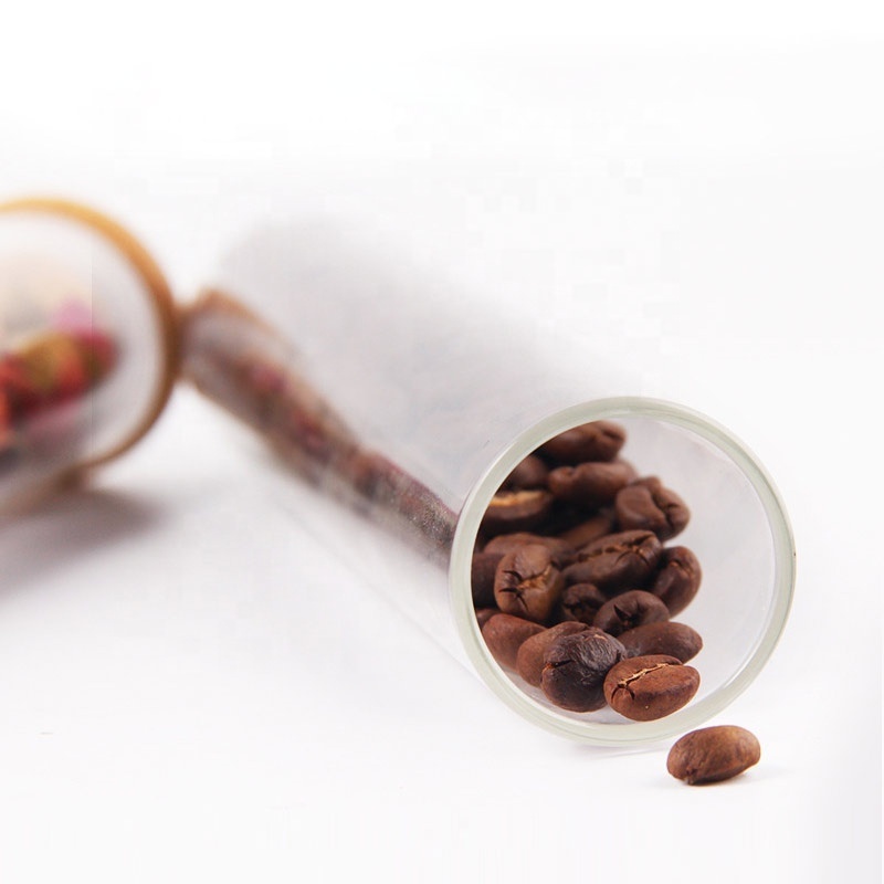 Test Tube Tea Rack Transparent bamboo glass test tube rack with jar coffee bean flower tea ...