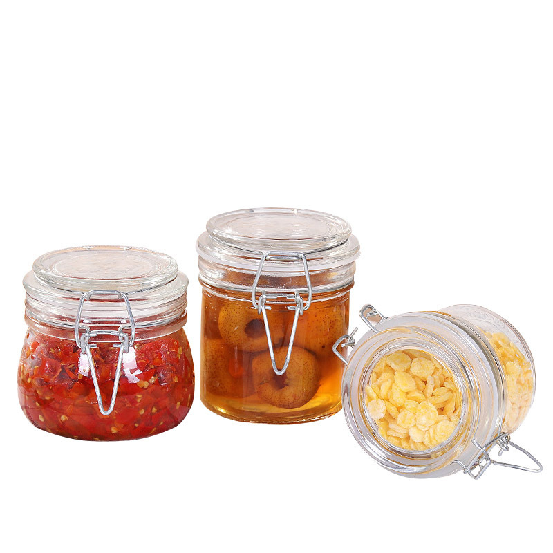 50ml 75ml 100ml clear empty glass storage jars airtight glass jars with clip lock lids