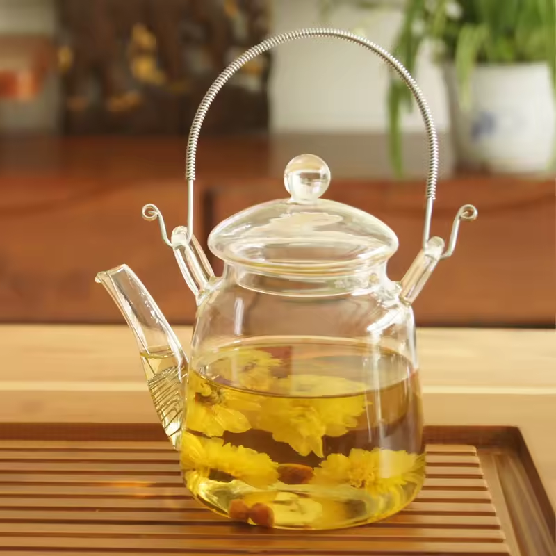 Beautiful Glass kettles and teapots coffee and tea pot tea pots in bulk with iron hanging  girder