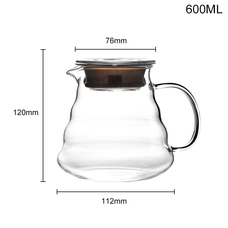 20oz Household coffee pot glass hand-brewed coffee server standard Glass Coffee Carafe