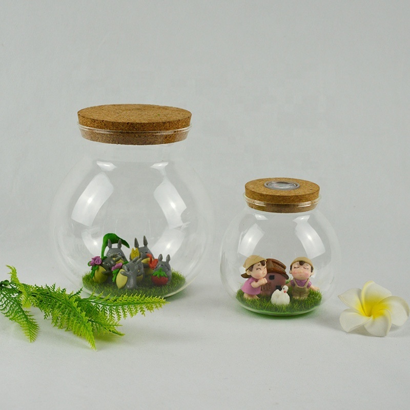 DIY borosilicate Spherical glass jar, decorative glass storage jar with cork