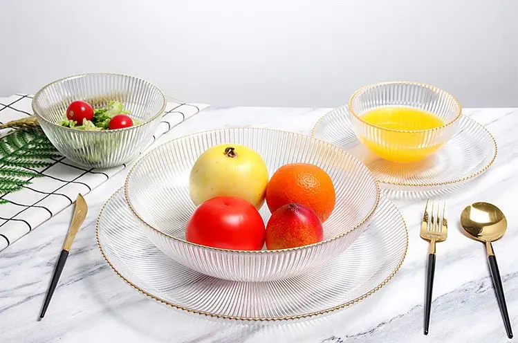 Large Glass Salad Bowl  Mixing and Serving Dish - Clear Glass Fruit salad Mixing bowl