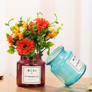 Home decor mini colored table glass flower vase wholesale