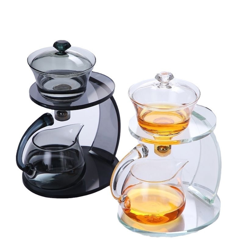 Lazy Person Clear Kettle Semi-Automatic Magnetic Teapot Chinese Kung Fu Tea Maker Set Glass Tea Pot