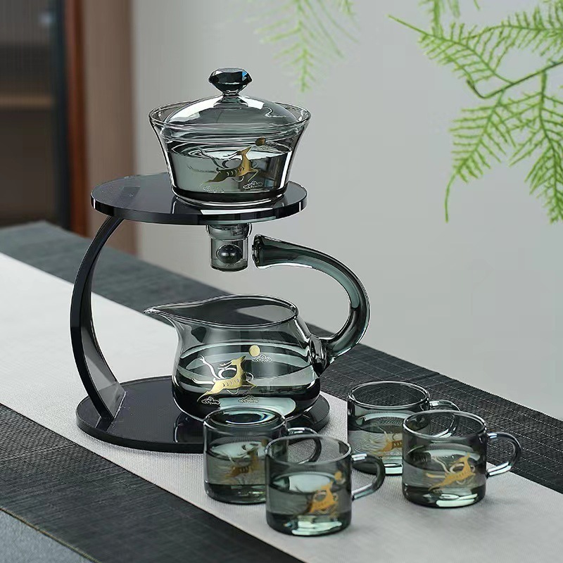 Palace lantern Shape Tea Set Magnetic Water Crystal Teapot Suit with filter for Home Office Reception Tea Set