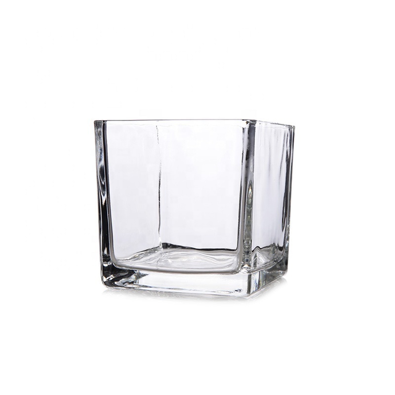 Cheap Wedding Cube Square Candle Jar Plant Hydroponic Container Home Decor Cube Square Glass Flower Vase for sale