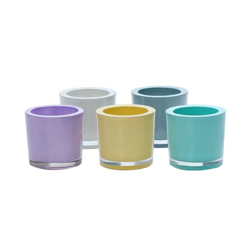 Unique small colored glass candle jar, round glass jars for candle