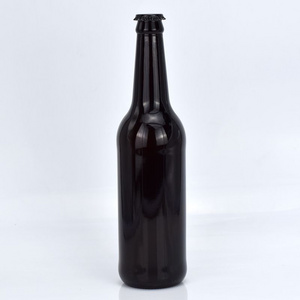 Wholesale 500ml long-necked empty black beer glass bottle with metal crown cap