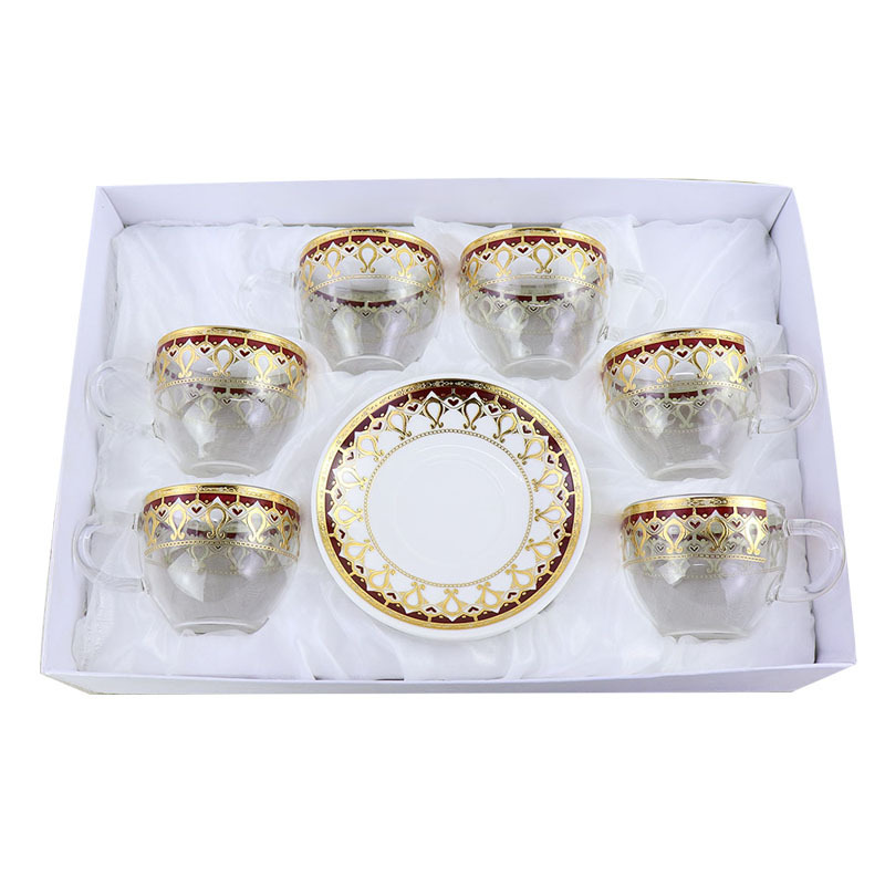 arabic coffee set gold drawing glass cup and saucer set ethiopian coffee cup set