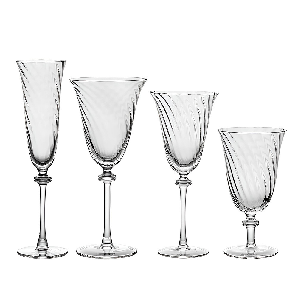 180ML Wedding Decoration Crystal Vertical Flower Clear Champagne Flute Glasses 420ML Wine Goblet Set Glasses With Gold Rim