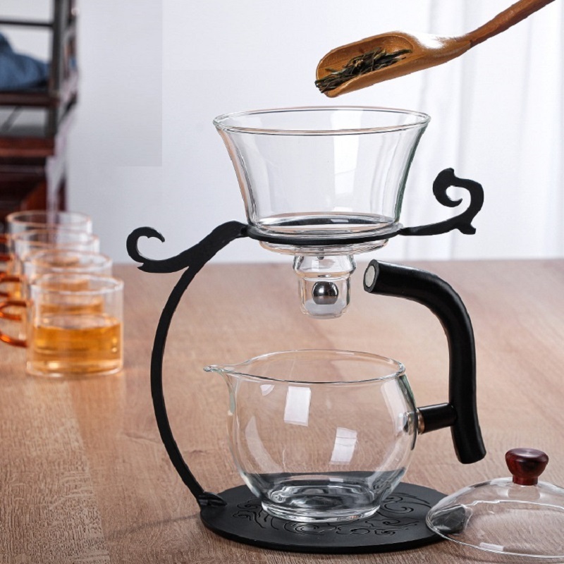 Chinese kongfu tea set heat water dispenser pot self-watering glass teapot with tea pot infuser