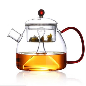 High Borosilicate Glass Teapot with Strainer Clear Multiple Heat Resistant Glass Tea Maker Stovetop Safe Tea Kettle