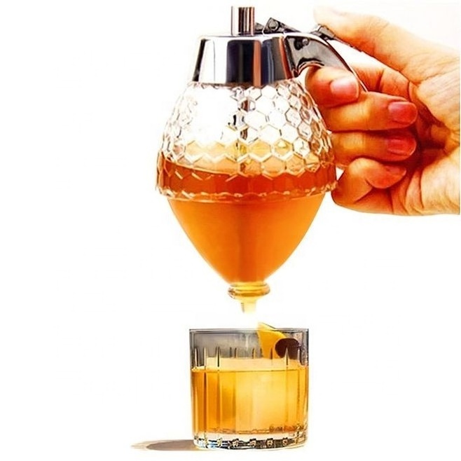 200ML Drip Honey And Syrup Dispenser Portable Juice Bee Storage Pot Drip jar acrylic honey dispenser