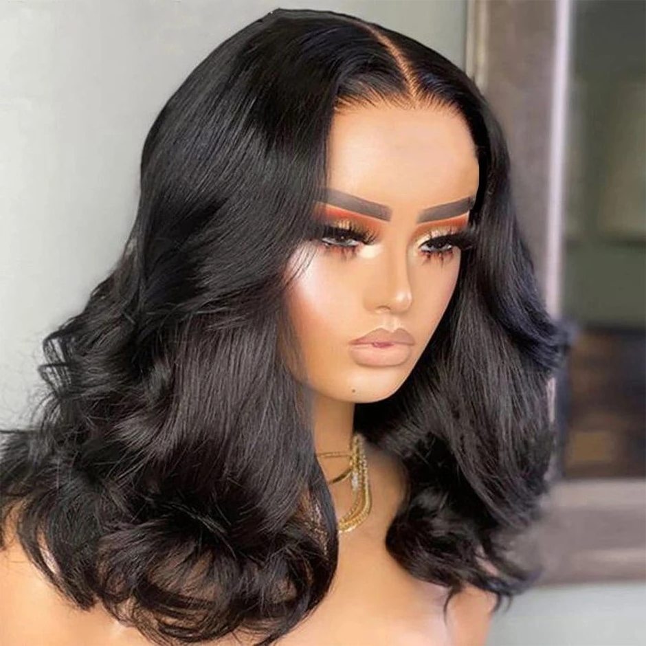 Wear Go Glueless Short Bob Wigs 4x4 HD Lace Closure Bob Wig Body Wave 180% Denisity Body Wave Lace Front Wigs Human Hair