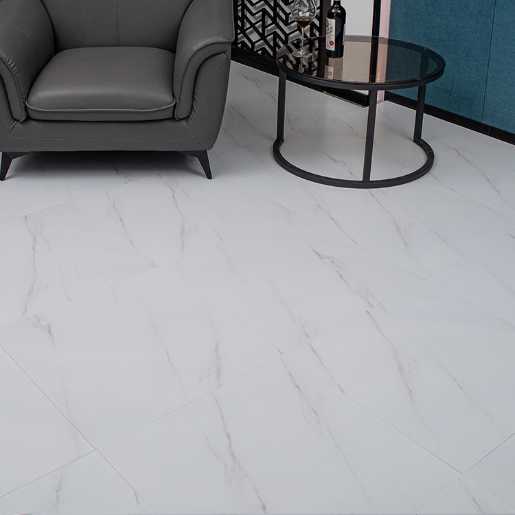 DIY Vinyl Flooring Minimalist Modern Style White Marble Peel and Stick Floor Tiles Environmentally Friendly PVC Flooring Glue