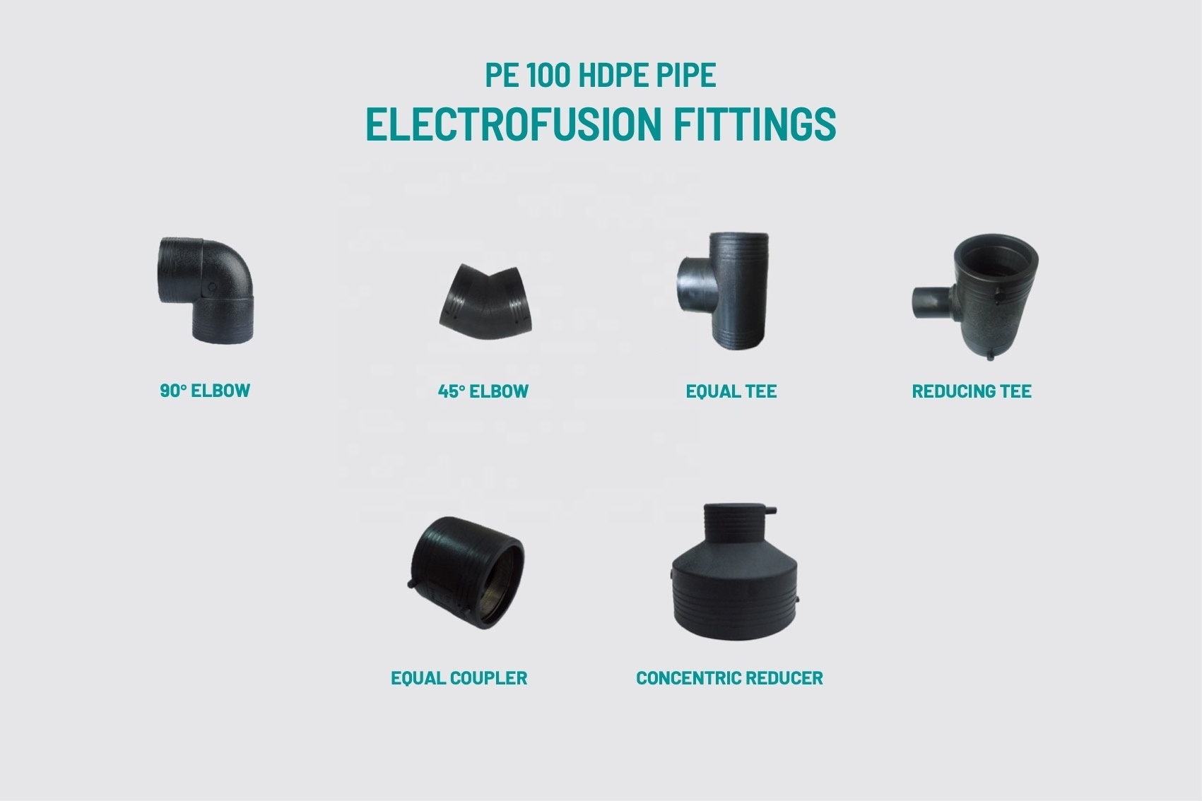 YAGENE HDPE water pipe fittings Equal Coupler Hdpe Couplers Electrofusion Coupling Pe100 tee elbow threaded