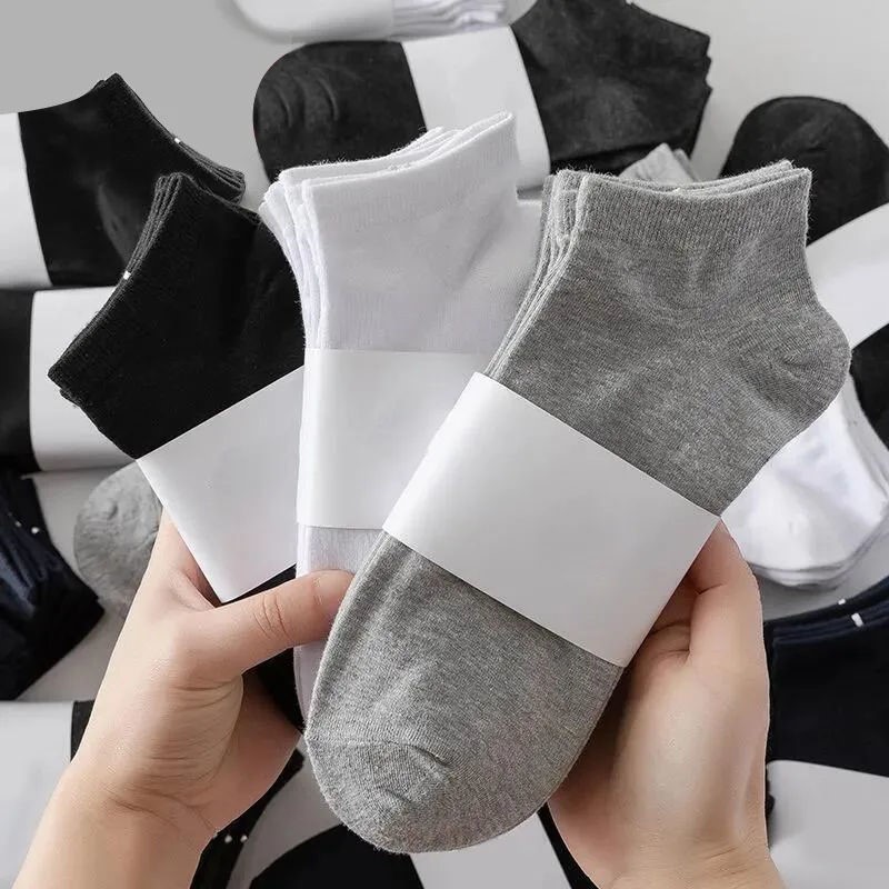 Wholesale 5 pairs High Quality White Black Grey Ankle Socks Unisex Cotton Socks