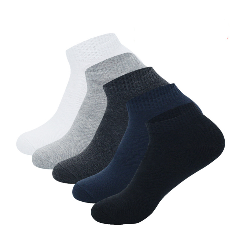 Wholesale 5 pairs High Quality White Black Grey Ankle Socks Unisex Cotton Socks