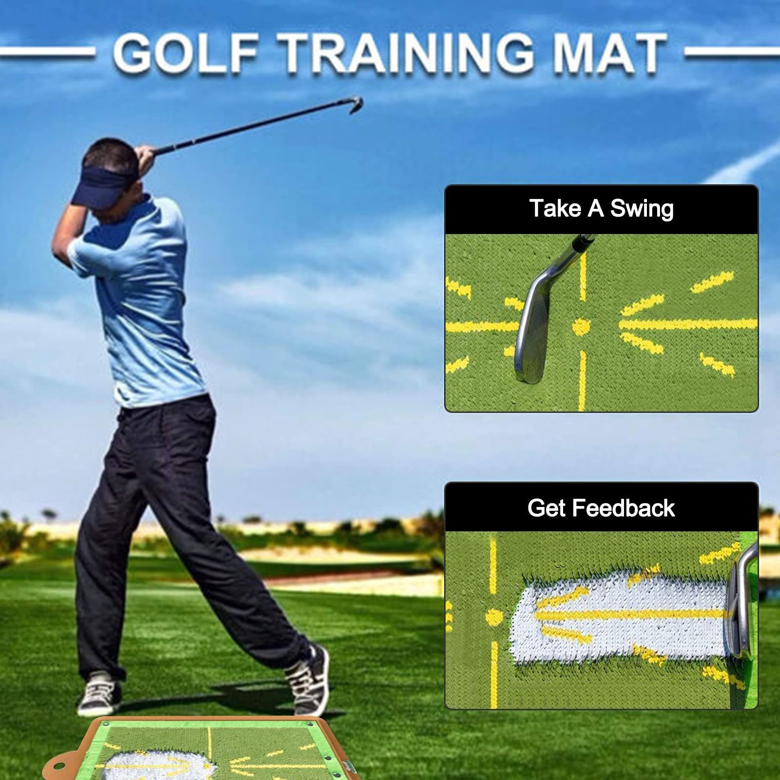 Golf Training Aid for Swing Correction Divot Board Golf Swing Trainer Instant Feedback Outdoor Indoor Golf Practice Mats