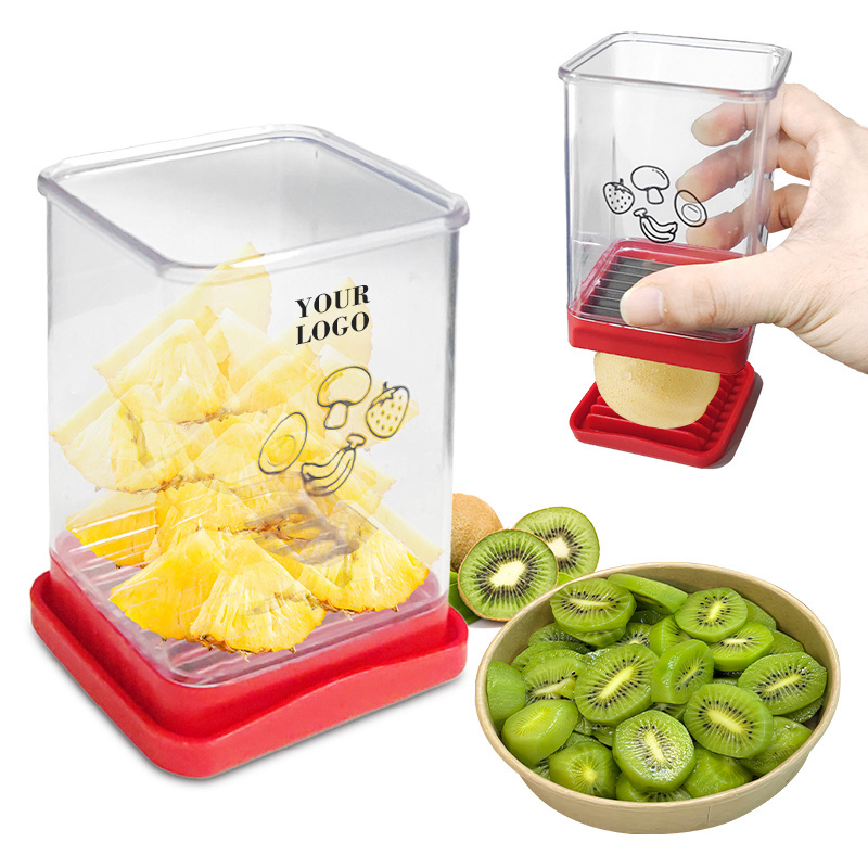 Portable Stainless Steel Mini Fruit Slicer Cup Multifunctional banana Strawberry Cutter Handheld Egg Cup Slicers with Push Plate