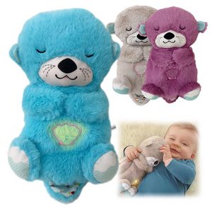 2024 Hangable Music Lights & Rhythmic Portable plush sleep soother and Snuggle Otter Sleep Buddy Sound Machine Breathing Otter