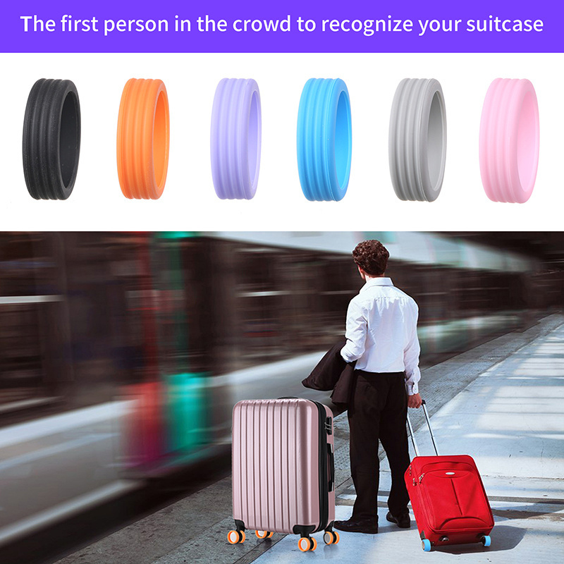 8Pcs Silicone Travel Luggage Caster Shoes With Silent Sound Suitcase Wheels Protection Cover Trolley Box Casters Cover Accessory