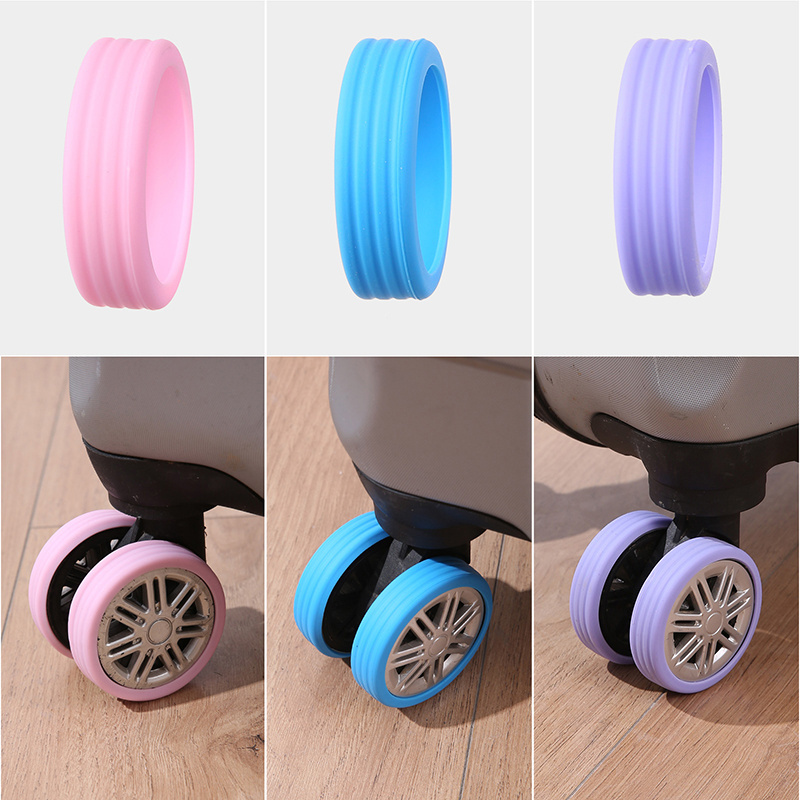 8Pcs Silicone Travel Luggage Caster Shoes With Silent Sound Suitcase Wheels Protection Cover Trolley Box Casters Cover Accessory