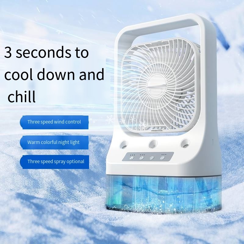 spray table fan Portable Oscillating water Fan Mini Evaporative Air Cooler Personal water cooling fan with colorful led light