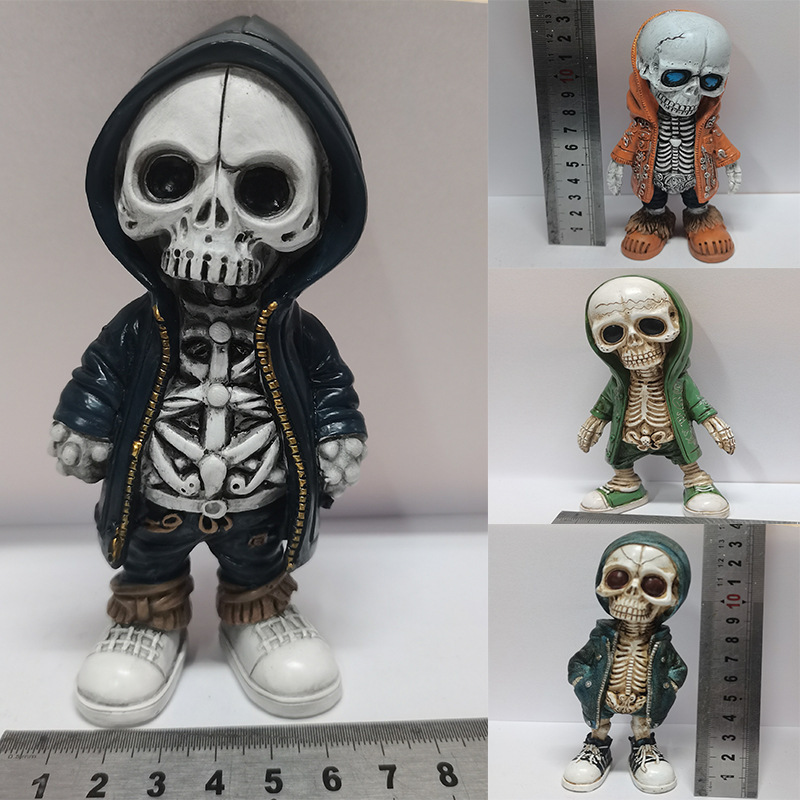 Cool skeleton characters Gothic style Mini resin skull figures Halloween Skull statue Halloween decoration, home, office, desk