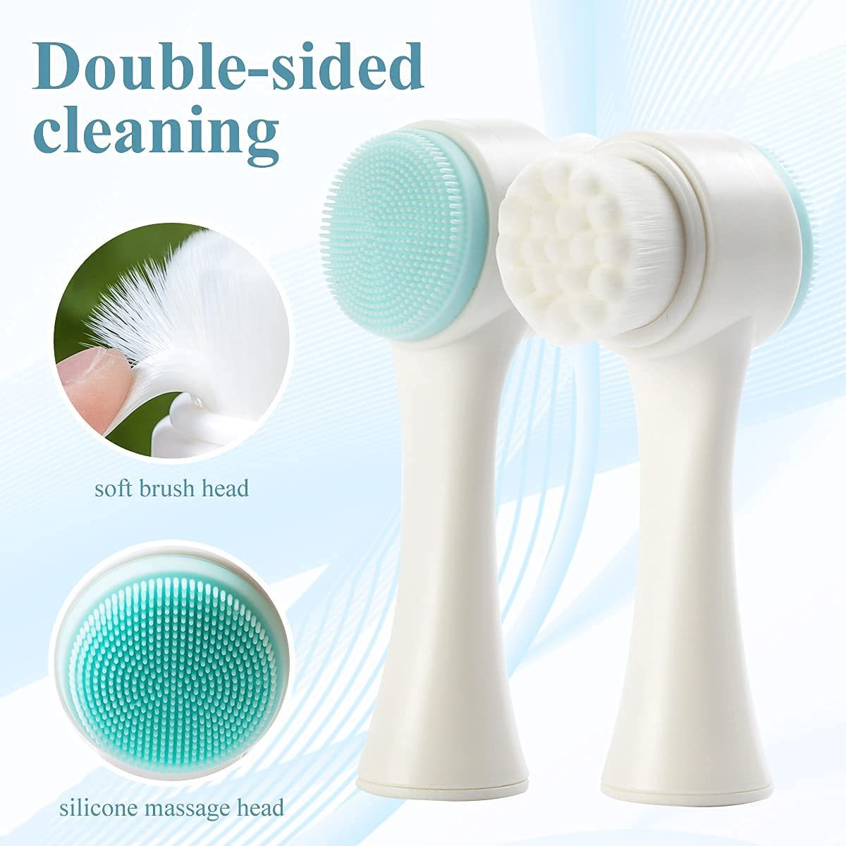 Double-sided Facial Cleansing Brush Silicone Face Skin Care Tool Facial Massage Cleanser Brush Makeup Remover Brush Beauty Tools