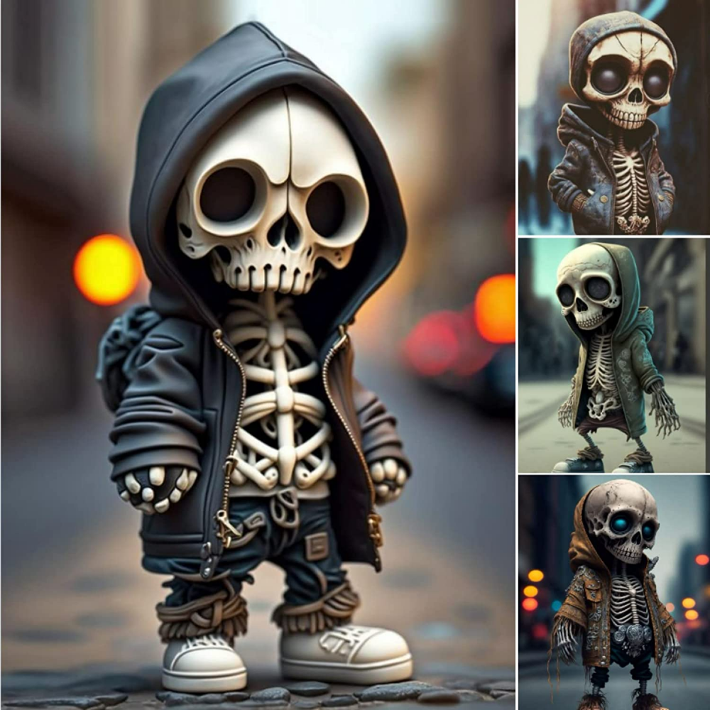 Cool skeleton characters Gothic style Mini resin skull figures Halloween Skull statue Halloween decoration, home, office, desk