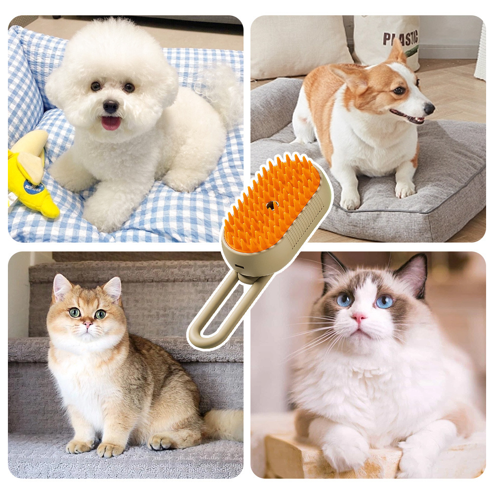 New 3-In-1 Steamy Pet Cat Brush Cleaner Vapor Kids' Toy Animal unisex cat grooming brush with steam Hair Brush for Cats