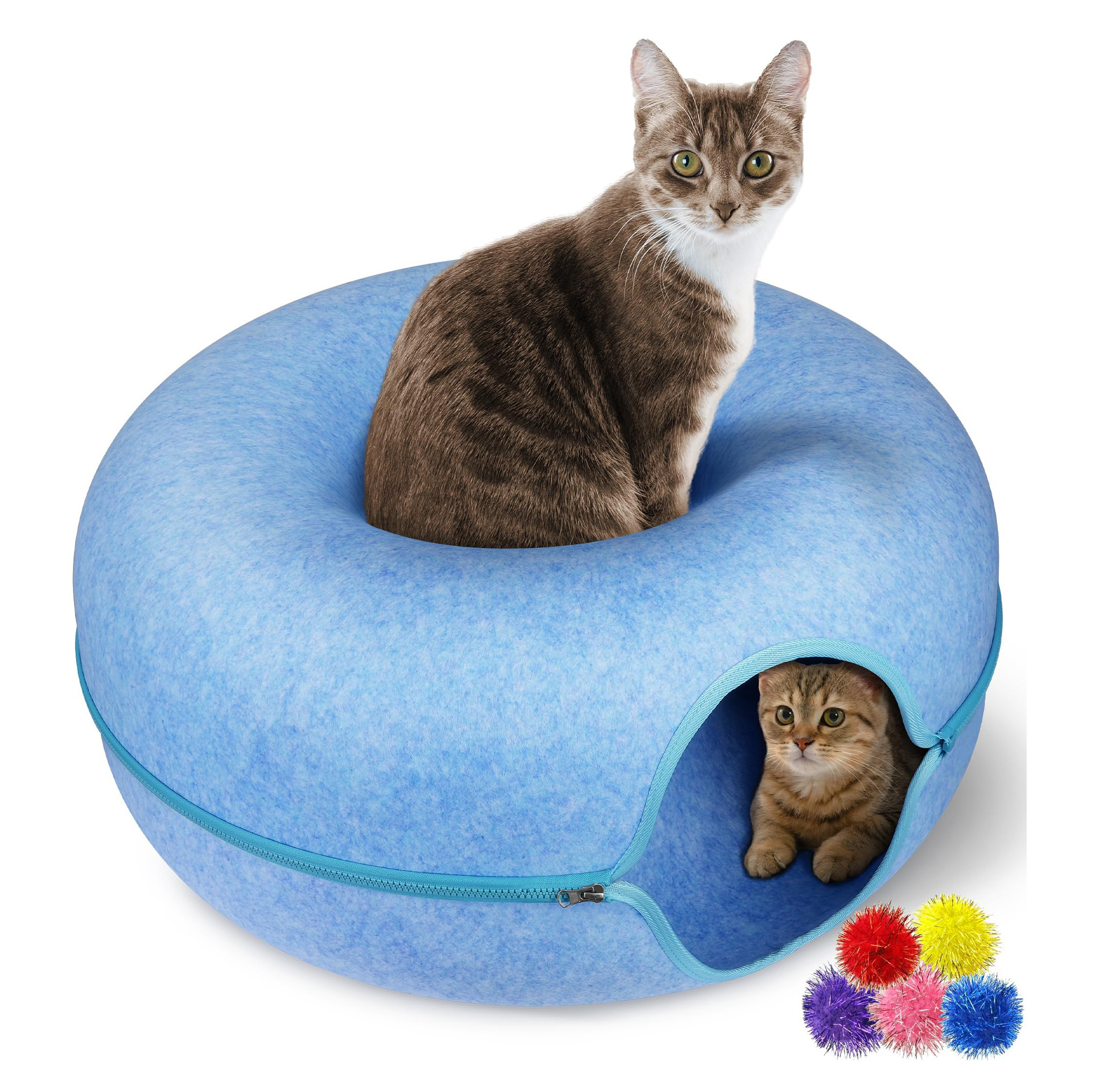 Wash Custom Cute Luxury Soft Small Pet Bed For Dog Donuts Shape Custom Designs Felt Round Tunnel Pet Cat Bed For Play